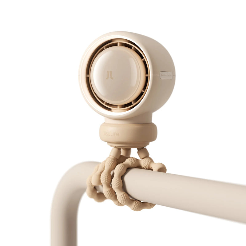 JISULIFE Portable Baby Stroller Fan,Air Purify Turbo Tech,Nature Wind,LED Light,5000mAh,Food-Grade Silicone Bracket,Crib Fan