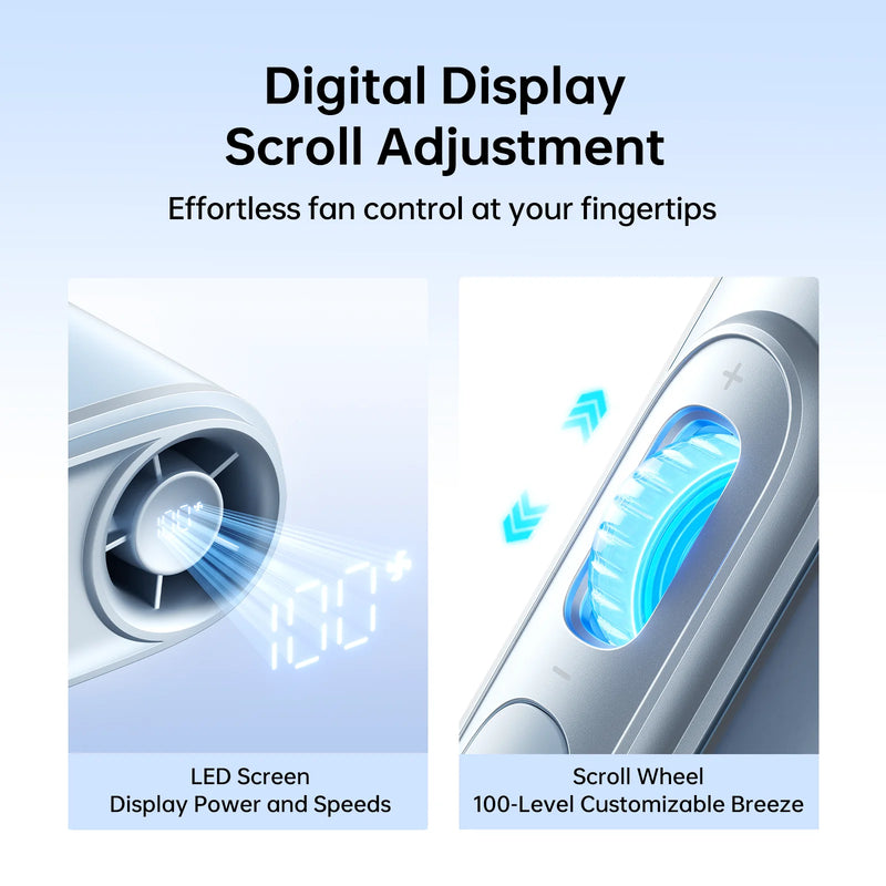 JISULIFE Portable Neck Fan 4500mAh Battery with 100 Wind Speed Wearable Waist Fan with LED Display Ultra-Lightweight Fashion fan