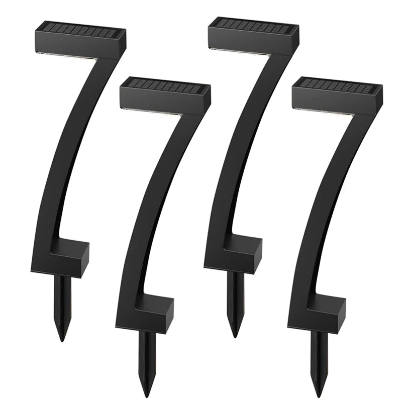 4pc 7-Shaped Solar Garden Light LED Lawn Pathway Decorative Lamp Solar-Powered Outdoor Lighting for Yard Patio Driveway