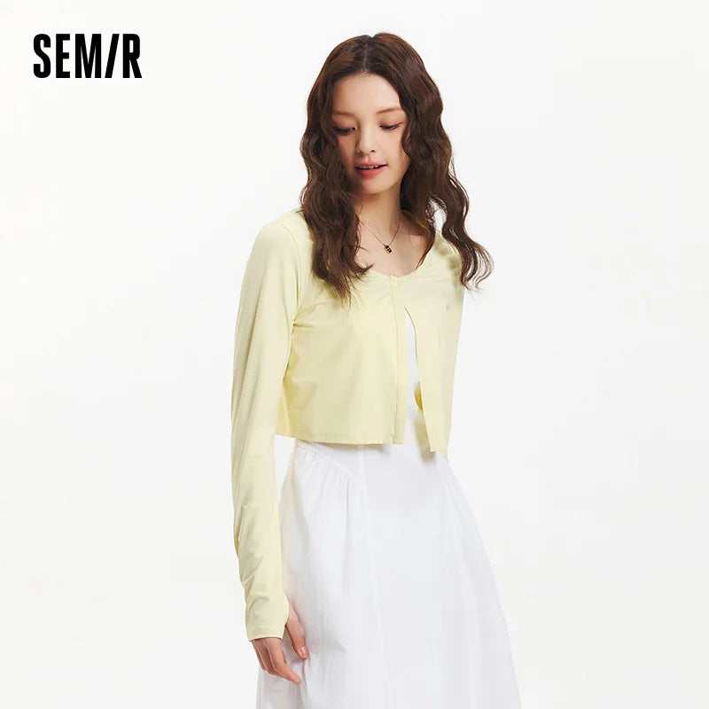 Semir Jacket Women Sun Protection Cropped Round Neck Shoulder Fit 2025 New Summer Cool Feeling Moisture Wicking Cardigan Outdoor