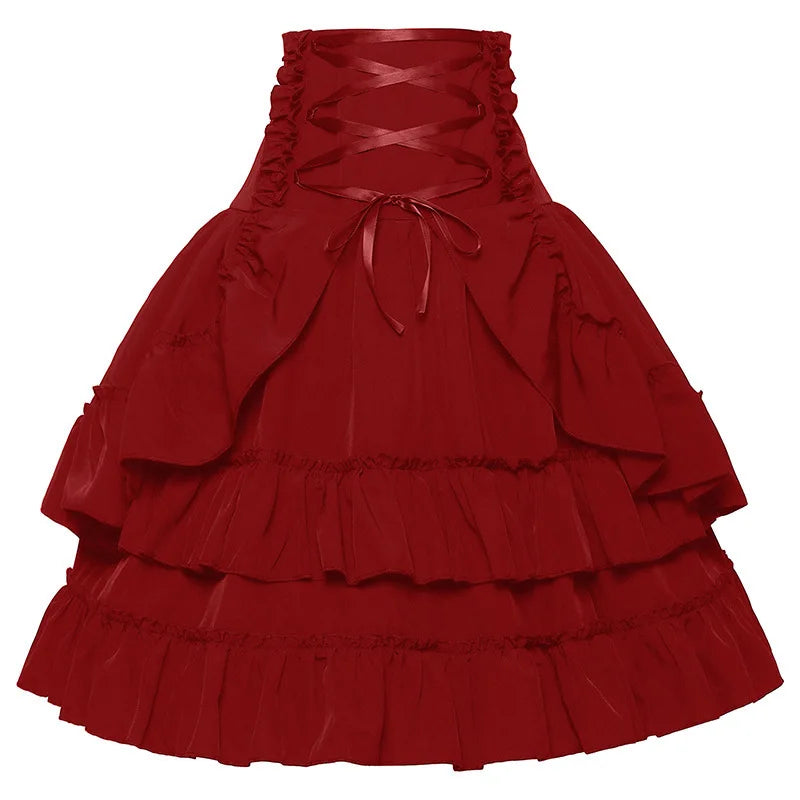 European and American Retro-Style Women's Red Fitted Midi Skirt—Perfect for Parties, Dancing, or Cosplay. 2026-2027
