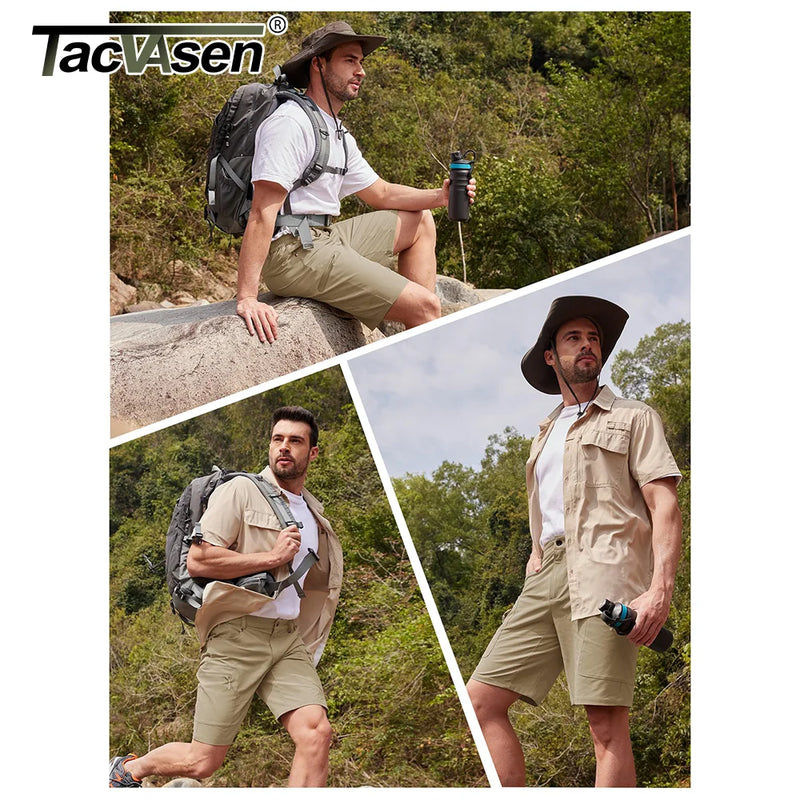 TACVASEN Summer Cargo Shorts Men's Quick Dry Hiking Fishing Shorts Multi-pockets Stretch Waist Casual Shorts Outdoor Male