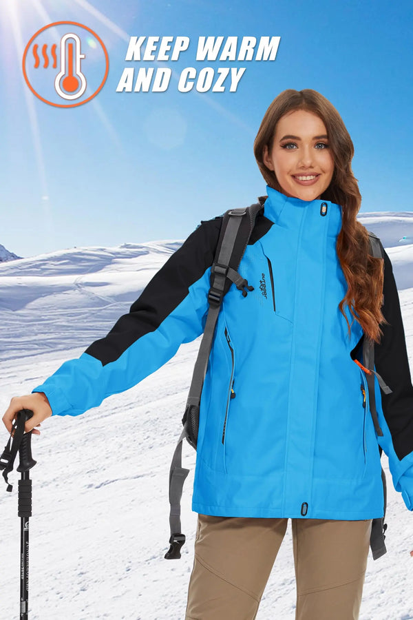 TACVASEN Women's Winter 3 in 1 Snow Parka Coats Waterproof Fleece Lined Ski Hiking Jackets Thermal Windproof Hooded Coats