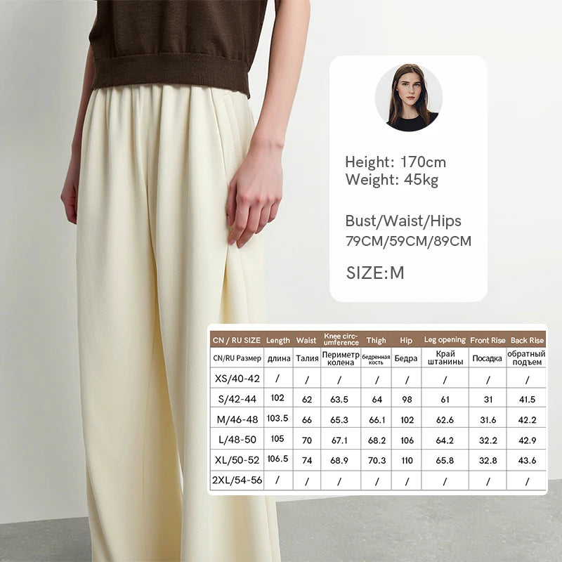 Amii Women's Pants Loose Fit Cotton Elastic Waist Wide Leg Casual 2026 Autumn New Versatile Comfortable Woman Trousers 12643036