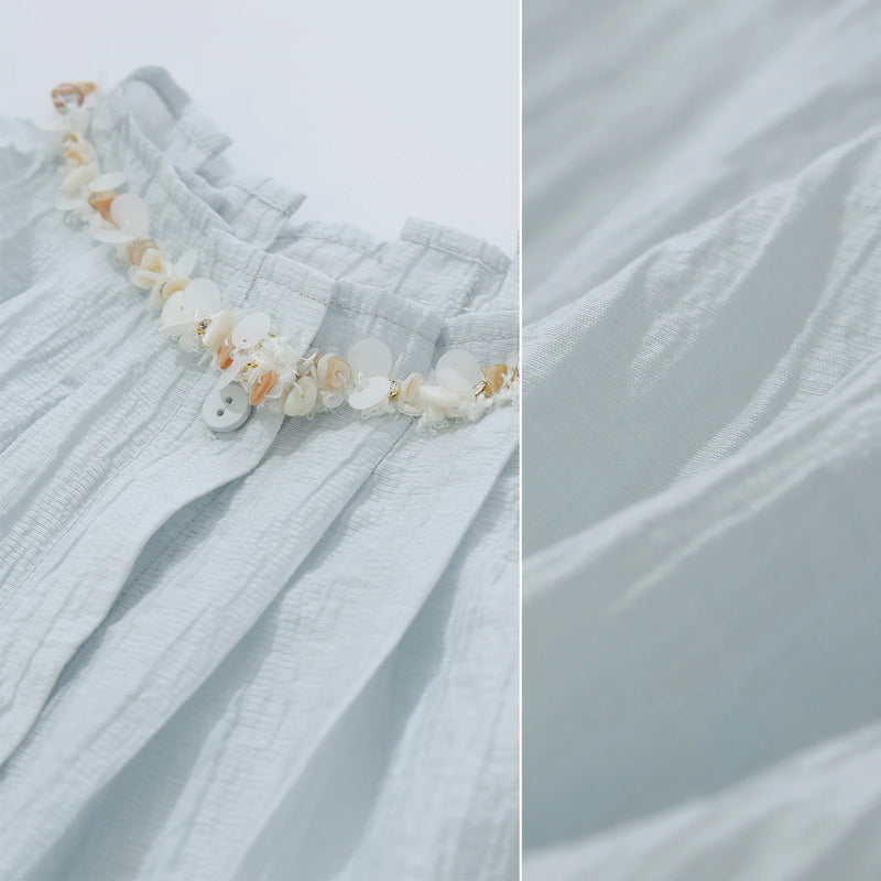 Amii Women's Shirt 2026 Summer Beaded Trim Acetate Sequin Ribbon Sleeveless Top Loose Elegant Office Women's Clothing 12622180