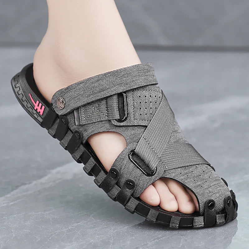 Men's breathable casual sandals summer soft-sole non-slip outdoor beach shoe fashion drving lightweight sports dual-use slippers
