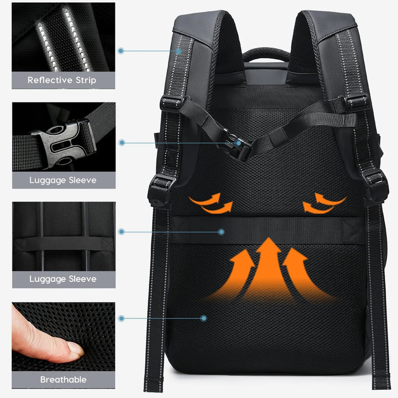 BANGE Anti-Theft Cabin Bag Wet And Dry Separation Travel Backpack for Men Women Hand Luggage 15.6 inch Laptop Backpacks for Male