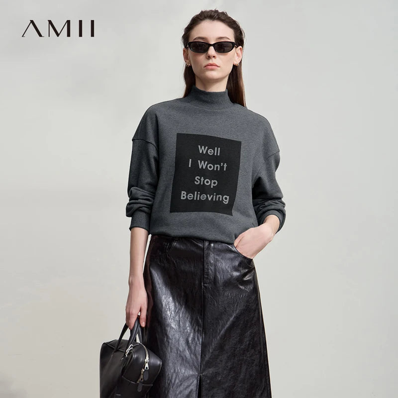 អាវ យឺត នារី AMII ឆ្នាំ ២០២៥ រដូវស្លឹកឈើជ្រុះថ្មី អាវ ក ខ្លី បែប សាមញ្ញ សម្រាប់ នារី អាវ យឺត កប្បាស សម្រាប់ នារី រលុង សម្រាប់ បុណ្យណូអែល 12544006
