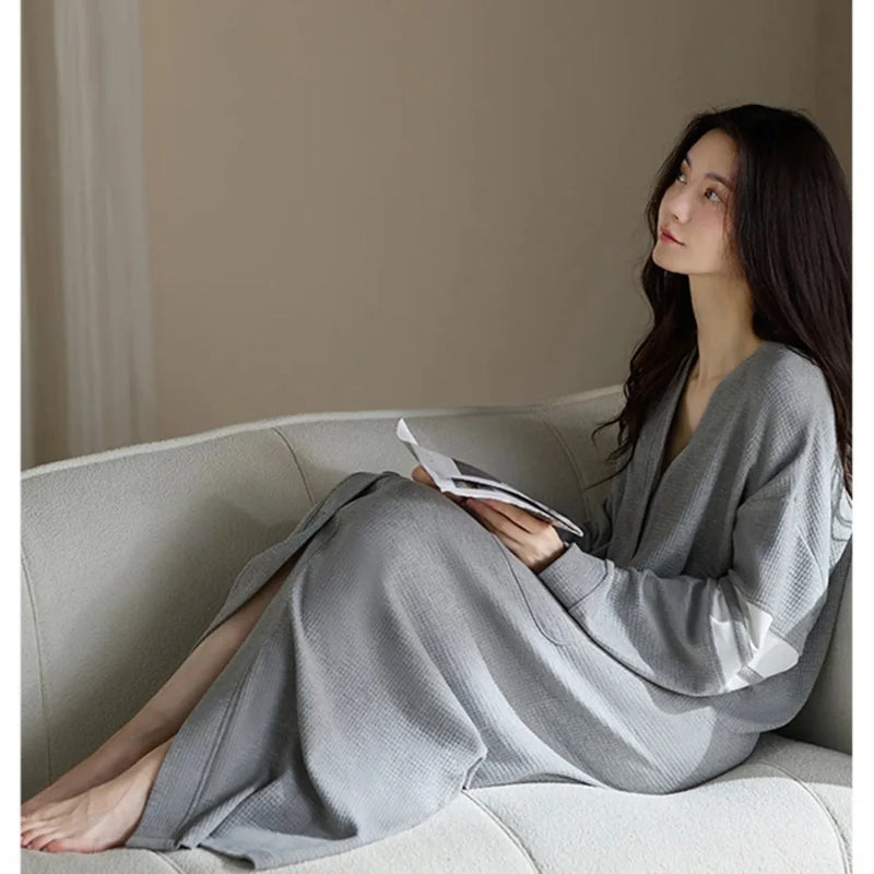 Soft Women's Nightgown Loose One Piece Pajamas Spring Autumn Long Sleeve Cardigan Button Night Dress Woman 2026 New Loungewear