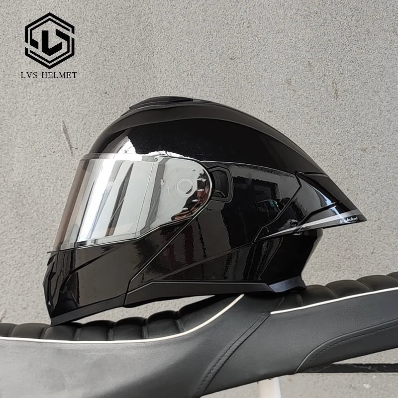 Modular Flip Up Motorcycle Helmet Dual Visor Big Rear Spoiler DOT Approved Full Face Motorbike Racing Safety Helmet Casco Moto