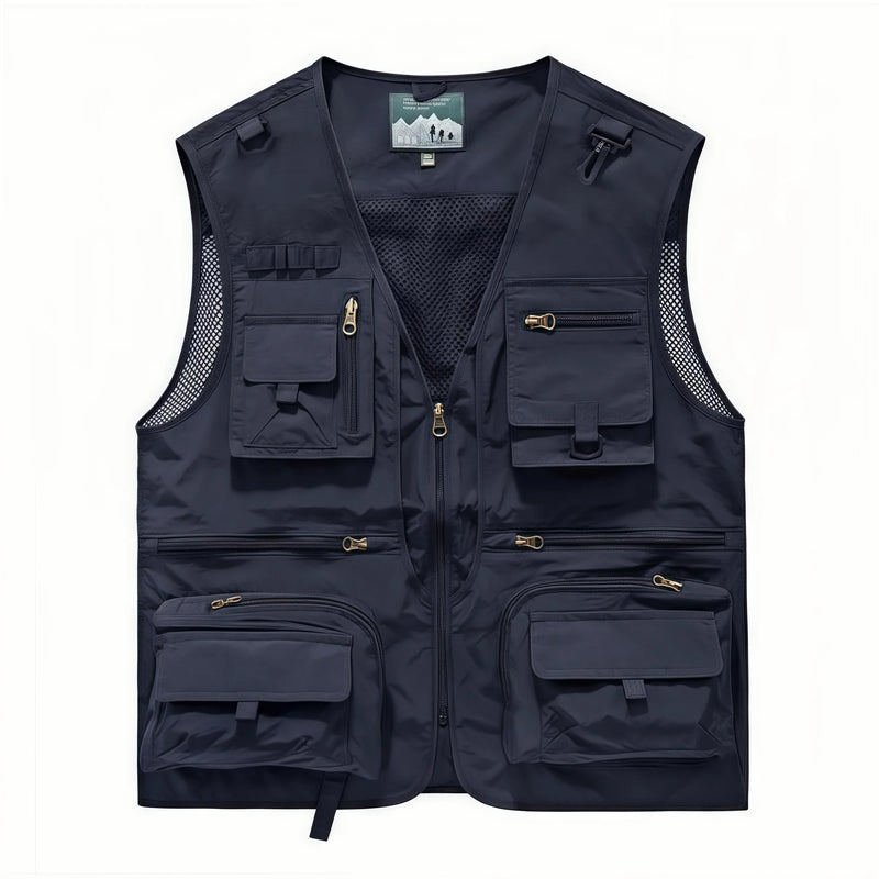 Spring and Autumn's New Mesh Quick-Drying Vest for Men's Casual Outdoor Multi-Bag Fishing and Photography