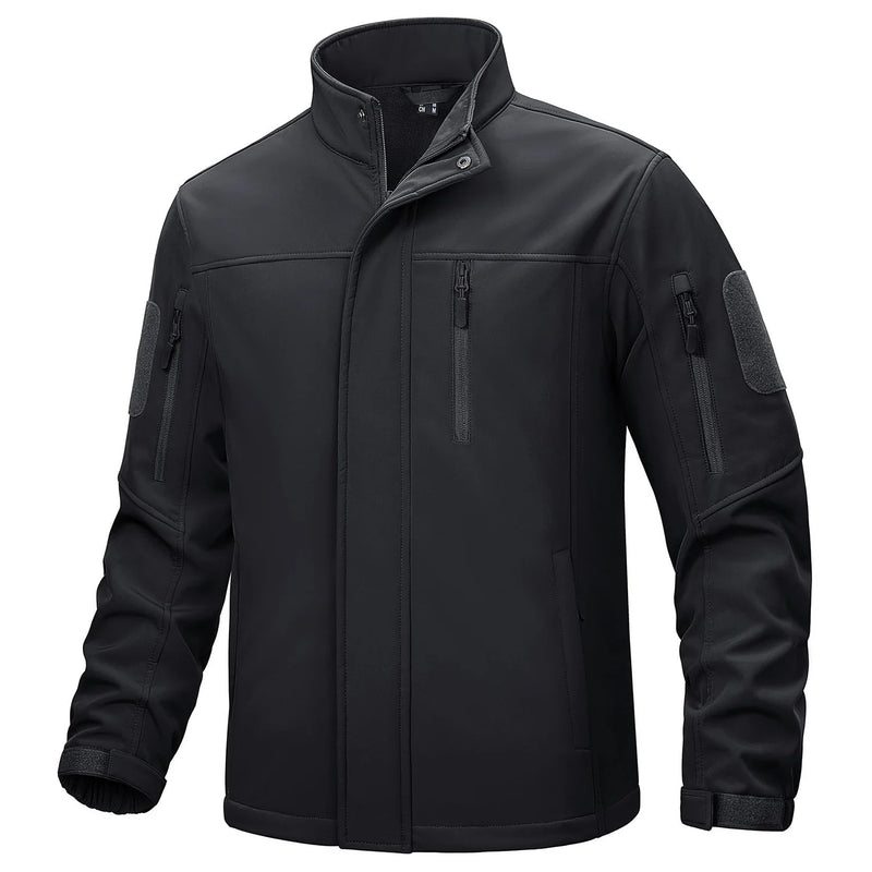 TACVASEN Full Zip Softshell Jacket Men's Waterproof Fleece Jacket Windproof Outdoor Hiking Jacket Work Coat Outwear Windbreaker