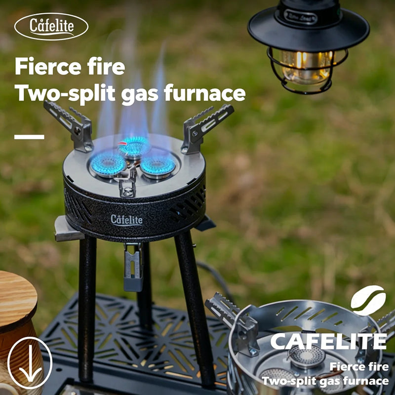 Camping Gas Stove Portable Split Burner Preheating Tube 8800W High Power  Wind Shield Folding Legs Butane For Hiking Fishing