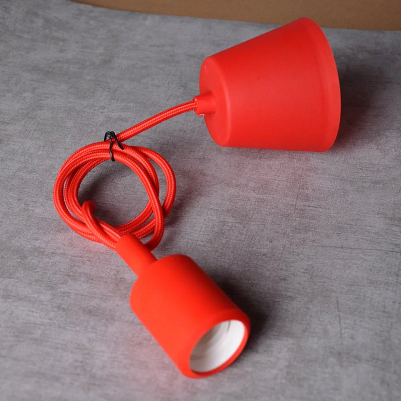 JOYINLED Silicone E27 Pendant Lamp Kit, Height Adjustable Hanging Light Cable with Ceiling Mount for Dining Table, Kids Room