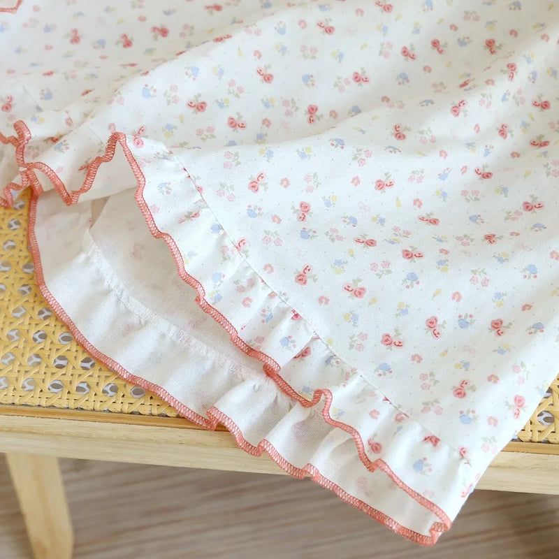 100% Cotton Pyjamas Woman Nightwear Summer Sets Floral Print Short Sleeve Pajamas Sleepwear Women's Loungewear Sleeping Wear