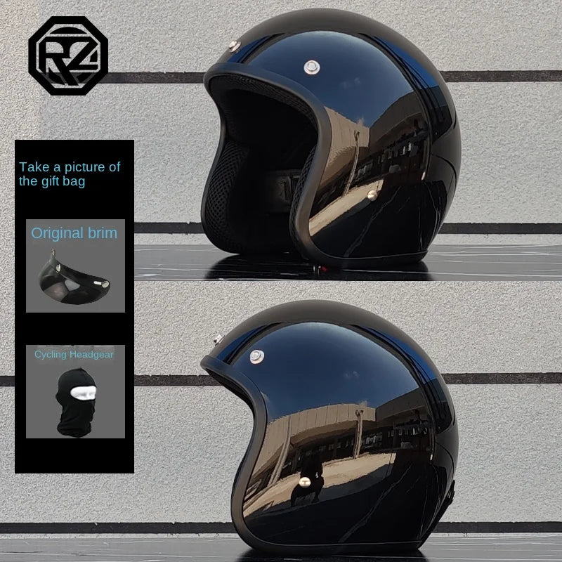 ORZ motorcycle retro helmet 3/4 motorcycle half helmet suitable for both men and women, lightweight small helmet body capacete