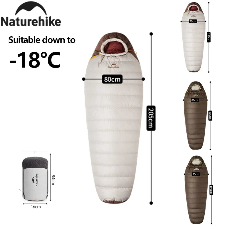 Naturehike Winter Sleeping Bag SnowBird 20D Mummy Ultralight Duck Down Sleeping Bag Portable Hiking Outdoor Camping Sleeping Bag