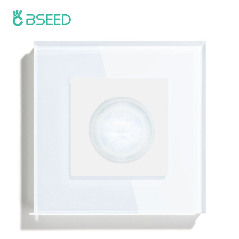 BSEED Human Body Sensor Switch Wall Lamp Switch 90℃ Infrared Motion Detector Galss Frame Plastic FrameEU Standard Light Switches