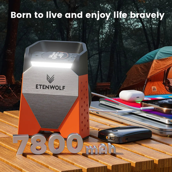 ម៉ាស៊ីនបូមខ្យល់កង់រថយន្ត ETENWOLF S3C ថ្មី 7800mAh 160 PSI ម៉ាស៊ីនបង្ហាប់រថយន្ត Powerbank ម៉ាស៊ីនបូមខ្យល់ឥតខ្សែអគ្គិសនី ឧបករណ៍ ភ្លើង LED