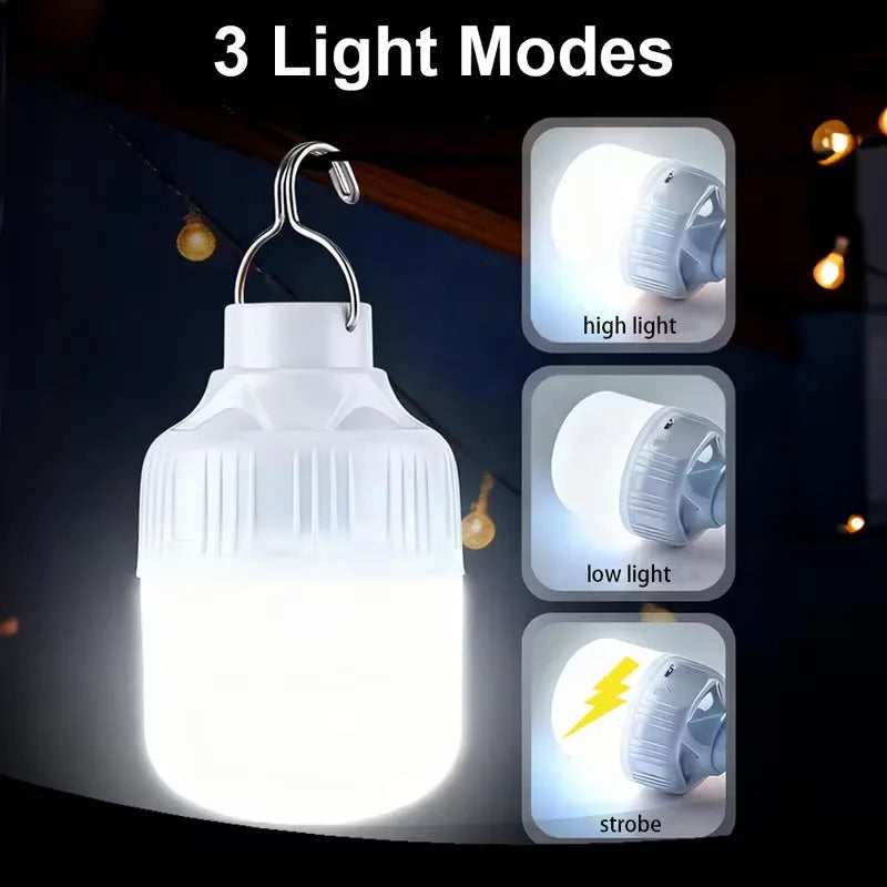 អំពូល LED ក្រៅផ្ទះដែលអាចសាកបានដោយ USB ពន្លឺខ្ពស់សម្រាប់ភ្ជាប់ជាមួយភ្លើងសង្គ្រោះបន្ទាន់សម្រាប់បោះតង់នេសាទ ចង្កៀងចល័តសម្រាប់ពេលយប់