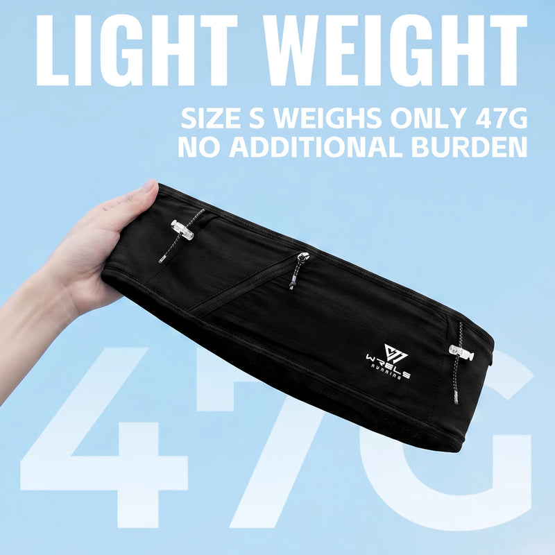 WRELS Sports Waist Pack Breathable Slim Running Belt Adjustable Workout Outdoor Hiking Men Women Anti-Slip Fitness Storage Pack