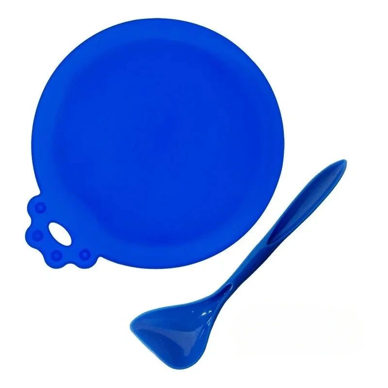 1set Reusable Silicone Pet Can Lid & Spoon Set, Universal Silicone Food Covers Fit Most Dog Cat Cans, Pet Supplies.