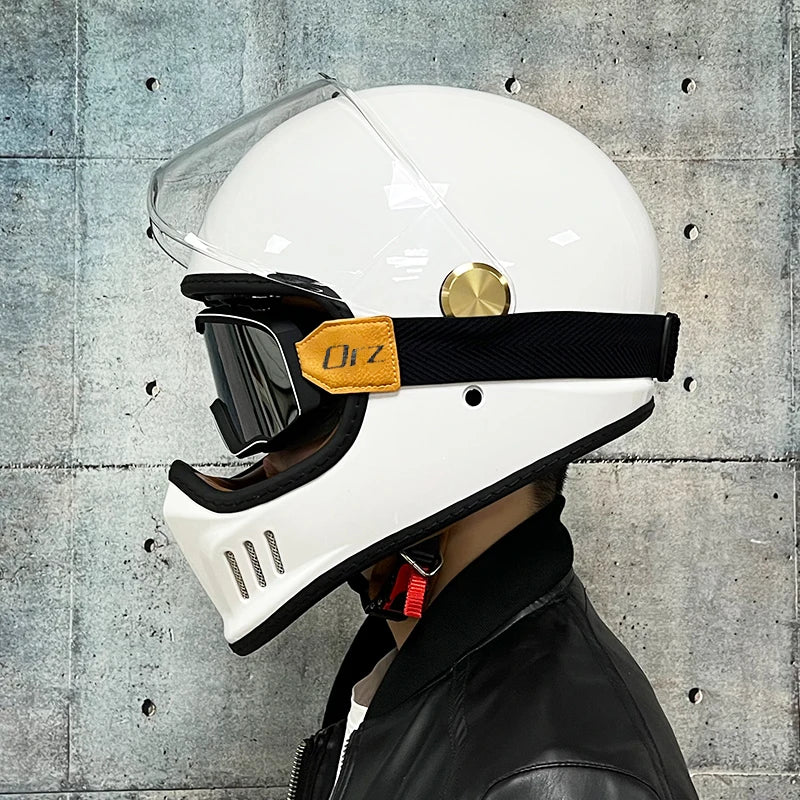 ORZ-MY83 Retro motorcycle helmet, retro coffee racing, full face, DOT certification, JET