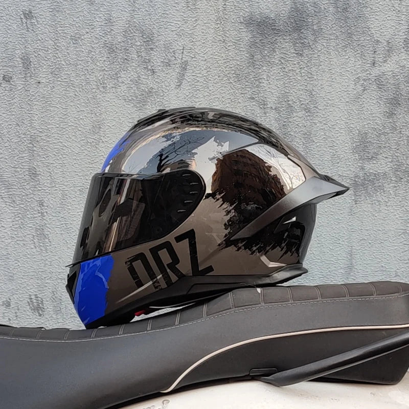 ORZ new motorcycle helmet full coverage racing helmet DOT approved personalized large tail wing