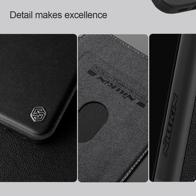 Nillkin For iPhone 16 Pro Max Case Qin Prop Leather Flip Case Card Pocket for iPhone 16 Pro for iPhone 16 Cover With Lens Holder