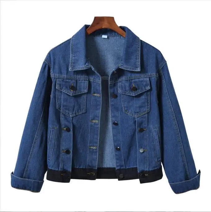 2026 New Women's Blue Denim Jacket Single-breasted Lapel Coat Fashion Casual Tops Green Black Red Outerwear Female Overcoat