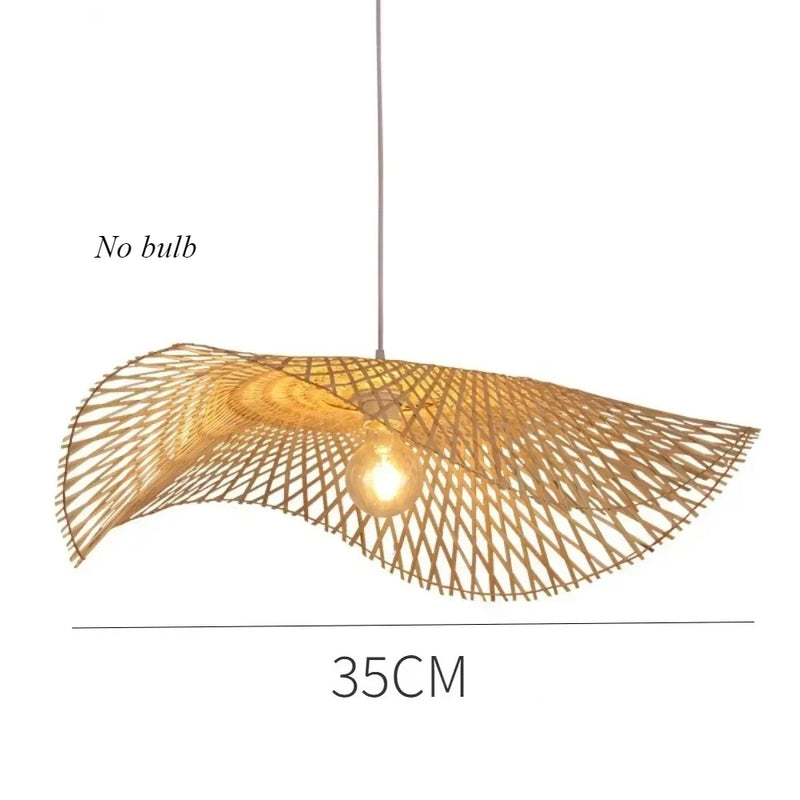 JOYINLED Handmade Bamboon Pendant Ceiling Lamp Dia.35/45/55 Rustic Style Chandelier Lighting for Dining Room Vintage Restaurant