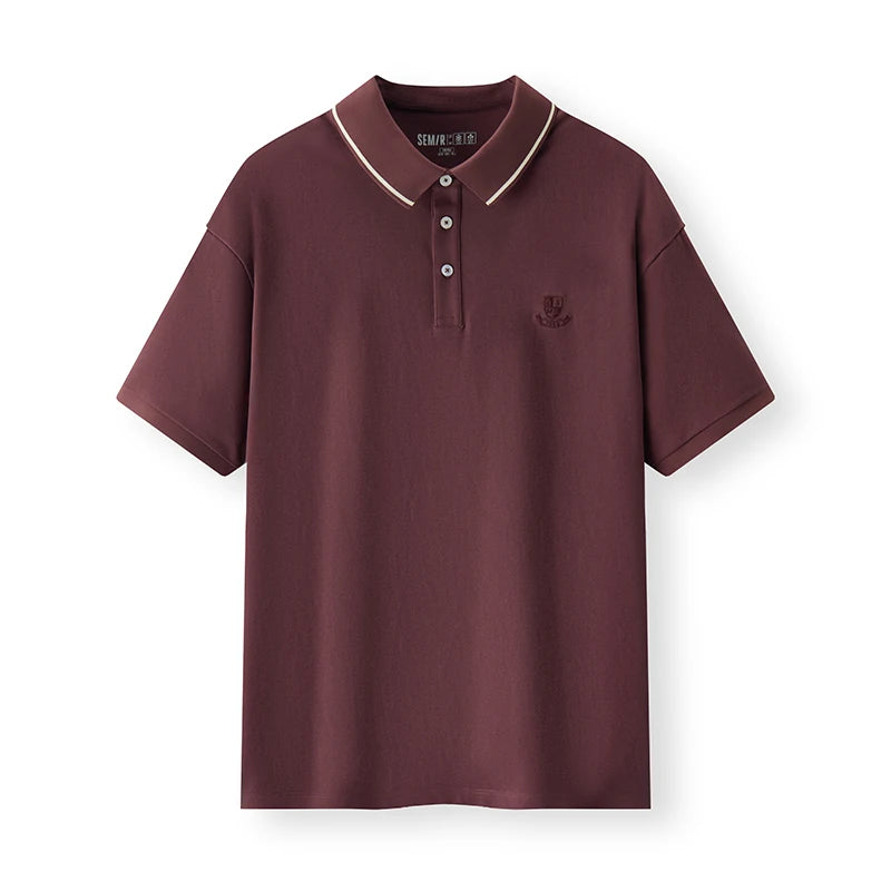 Semir Mens Polo 2026 Short Sleeve Cool Feeling Antibacterial Tops Color Block Lapel Casual Style Soft Daily Wear