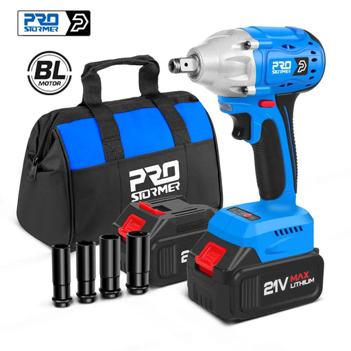 Electric Brushless 21V Impact Wrench 350NM Screwdriver Socket 4000mAh Li-ion Battery Hand Drill Power Tools By PROSTORMER