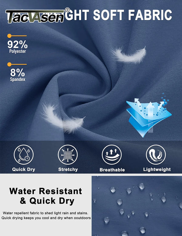 TACVASEN Men's Hiking Cargo Pants with Zipper Pockets Lightweight Quick Dry Water Resistant Travel Athletic Casual Fishing Pants