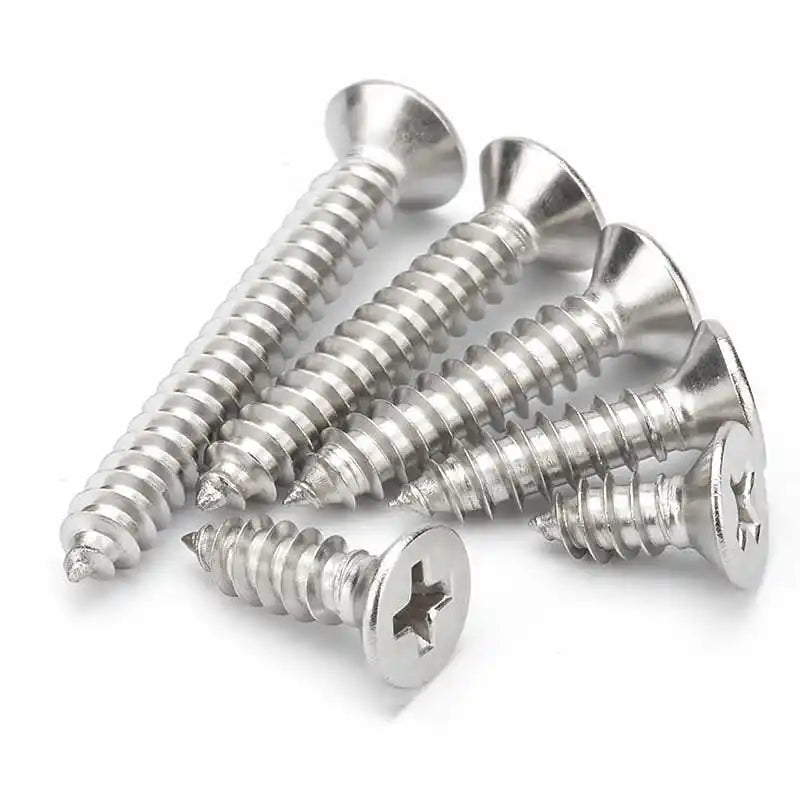 DIVEDEER　M2 M2.2 M2.6 M3 M3.5 M4 M5 M6 304 Stainless Steel Marine Phillips Flat Countersunk Head Self Tapping Wood Screw