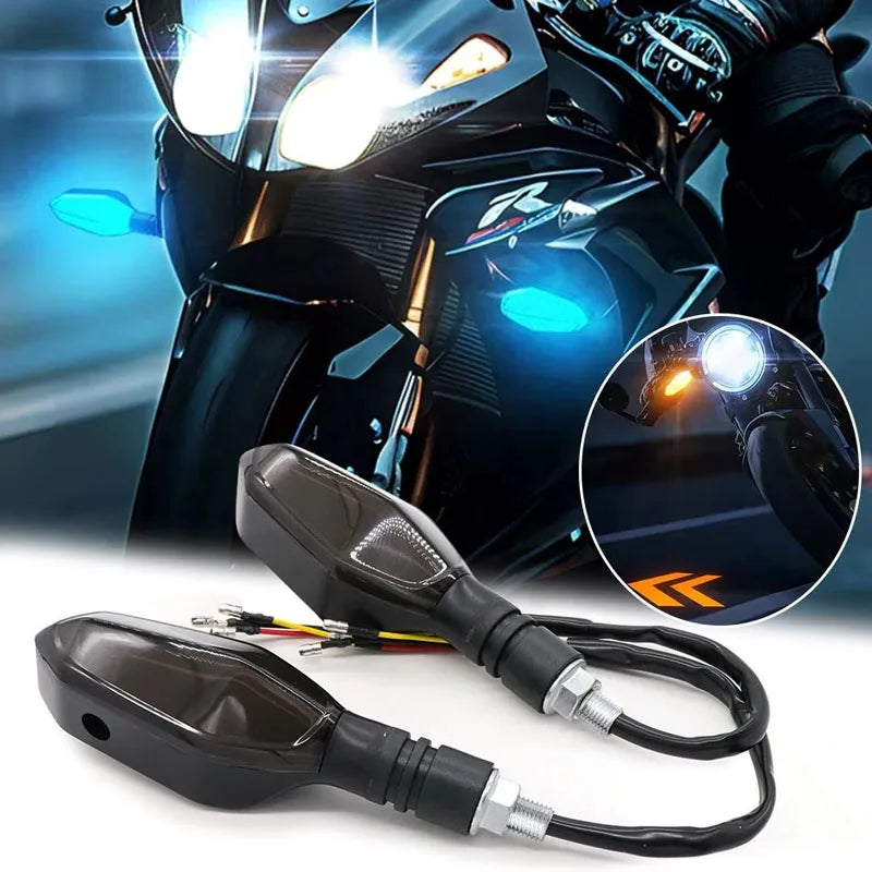ភ្លើងសញ្ញាបត់ម៉ូតូ LED 2 ដុំ សម្រាប់ម៉ូតូគ្រប់ស្ថានភាពផ្លូវ មានភ្លើងសញ្ញាព្រួញបញ្ចាំង ការពារទឹកជ្រាប