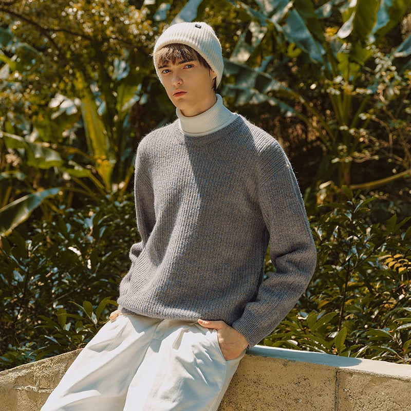Semir Knitted Sweater Men Winter Fake Two-Piece Knitwear Base Layer Inner Wear 2025 New Marled Yarn Stylish Crew Neck Sweater