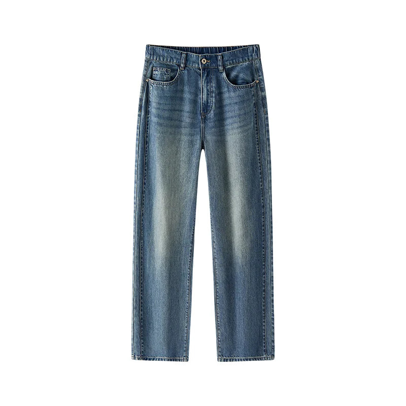Semir Women Pants Denim Half Elastic Waist Slit Floor Length Comfort Slim Fit Cool Wide Leg 2026 Summer Casual Fashion Top