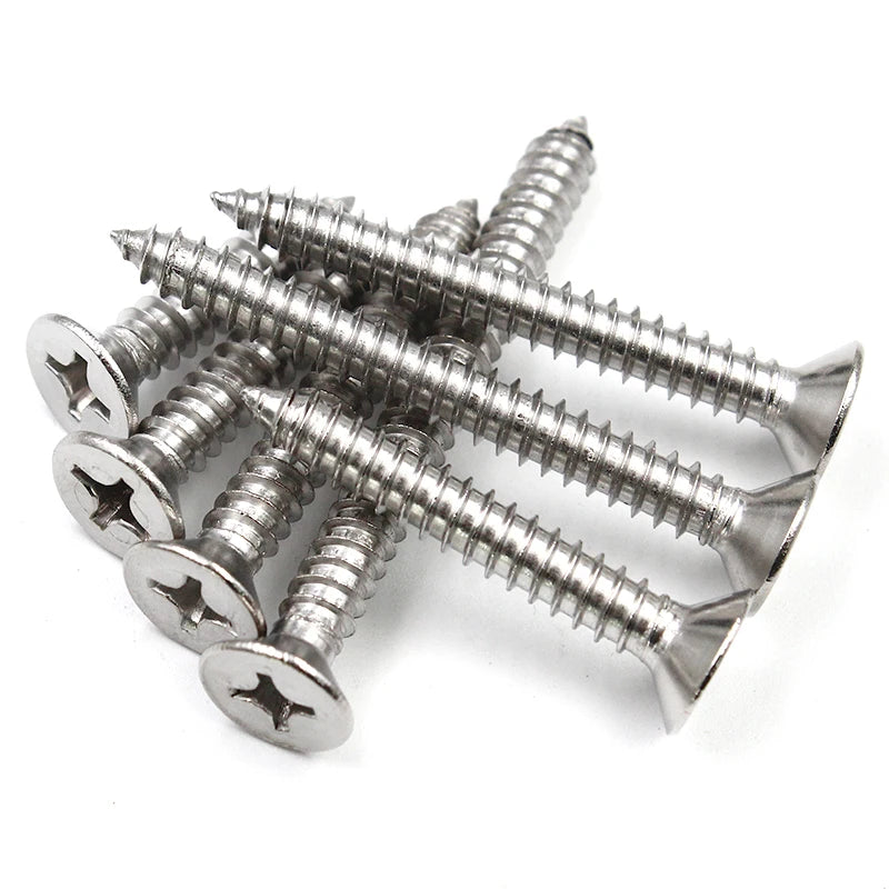 DIVEDEER　M2 M2.2 M2.6 M3 M3.5 M4 M5 M6 304 Stainless Steel Marine Phillips Flat Countersunk Head Self Tapping Wood Screw