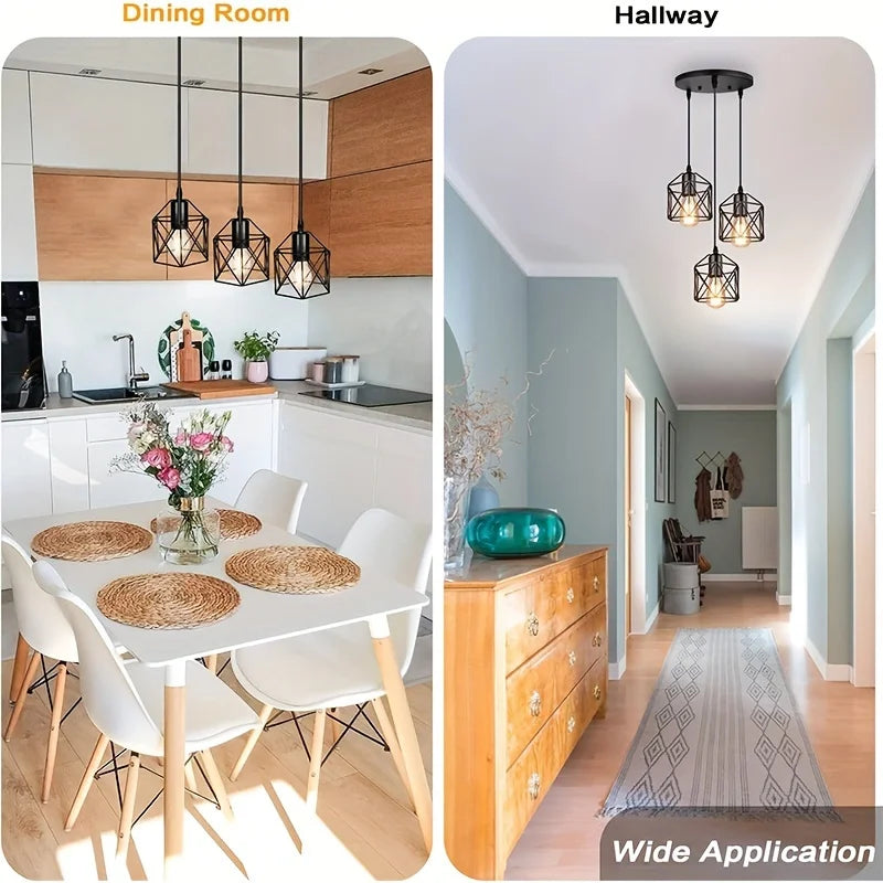 Modern Industrial Pendant Light – Adjustable Metal Cage Chandelier, for Home & Office Home Decor Lamps Aesthetic