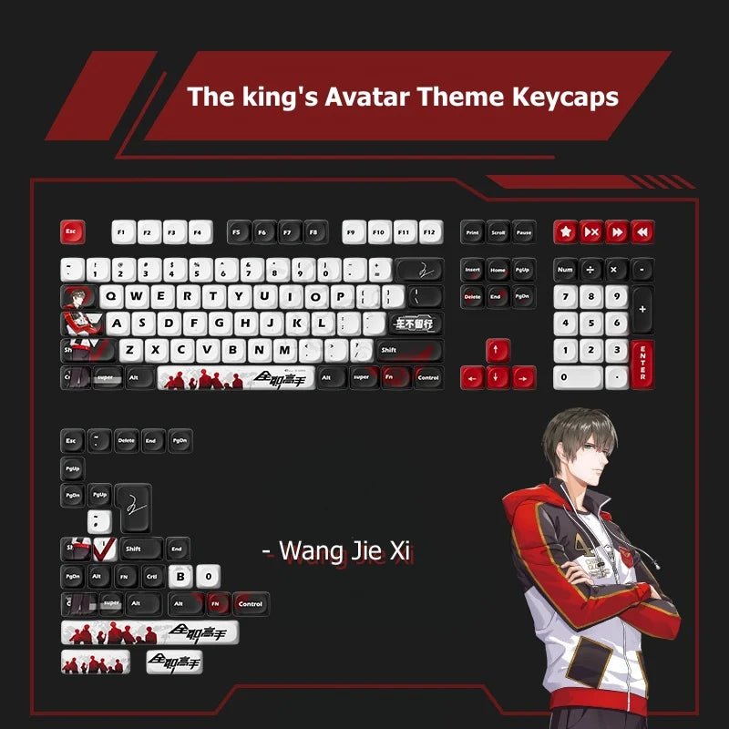 Akko The king's Avatar Theme Keycap Set MOA Profile PBT Dye-sublimation 137-Key Anime Characters Keycaps for Mechanical Keyboard