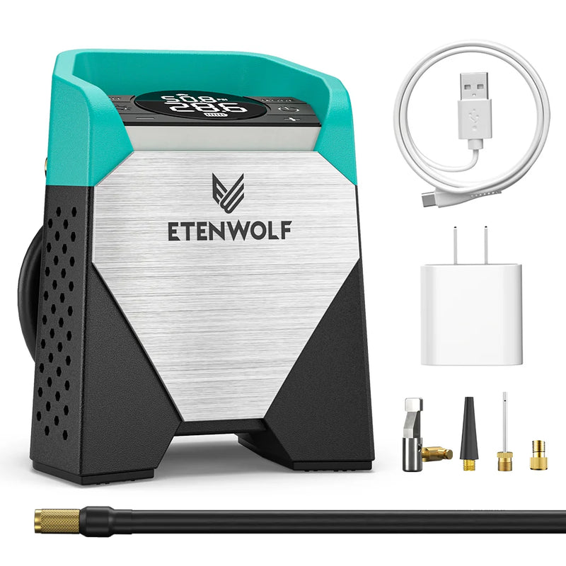 ETENWOLF S5 ស្នប់បូមខ្យល់អគ្គិសនីសម្រាប់កង់ឡាន 100% កម្លាំង 15600mAh សម្រាប់រថយន្ត SUV ឡានដឹកទំនិញ ម៉ូតូ កង់