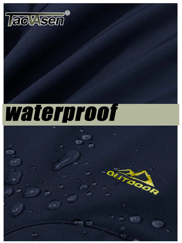 TACVASEN Winter Thermal Fleece Lined Pants Men's Waterproof Climbing Pants Multi-pockets Windproof Hiking Outdoor Warm Trousers