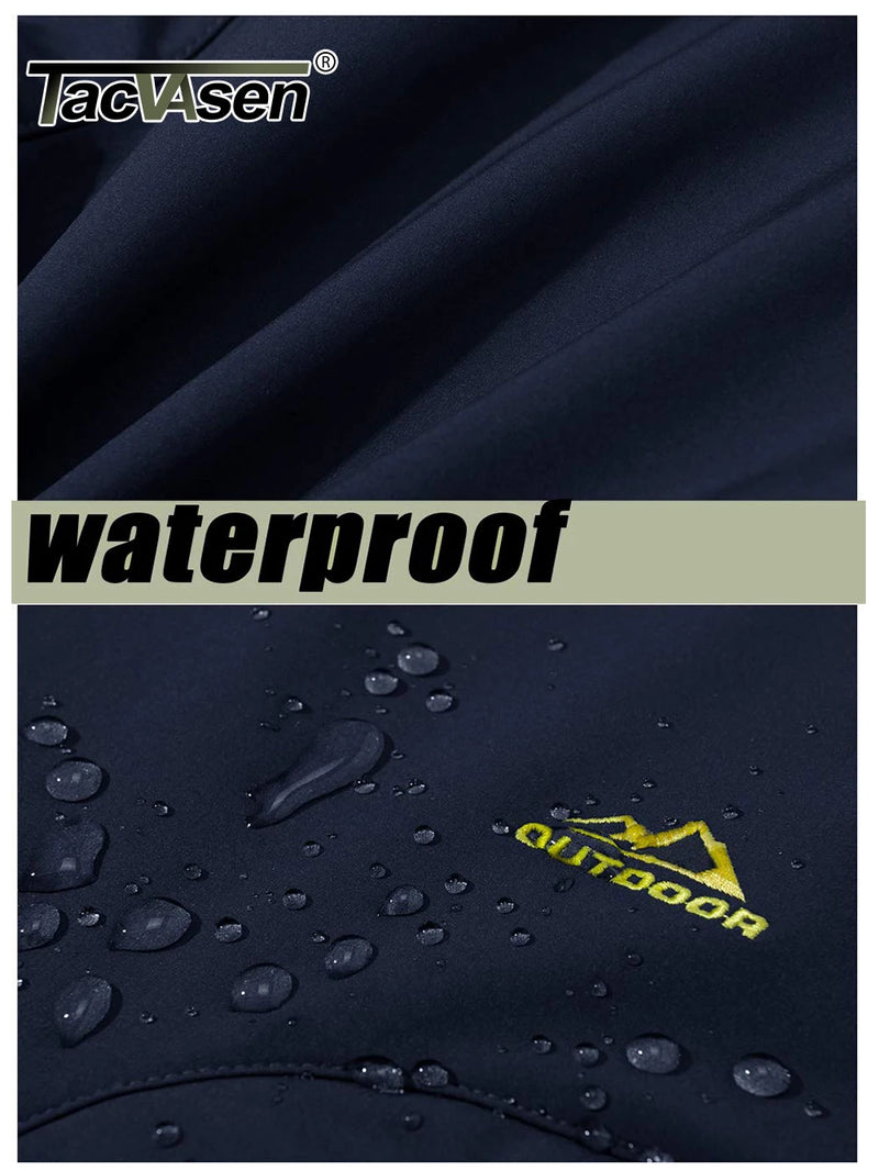 TACVASEN Winter Thermal Fleece Lined Pants Men's Waterproof Climbing Pants Multi-pockets Windproof Hiking Outdoor Warm Trousers