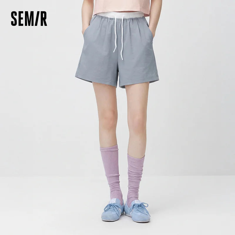 Semir Womens Shorts 2026 Loose Draped Pleated Texture Elastic Waist Casual Soft Comfortable Breathable