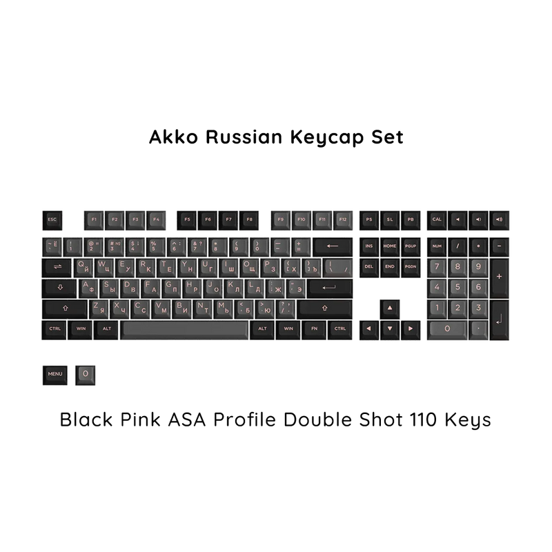 Akko Russian Keycap Set ASA/OEM/Cherry Profile 61 68 84 88 108 Keys Canned PBT Double Shot Mechanical Keyboard Cyrillic Keycaps