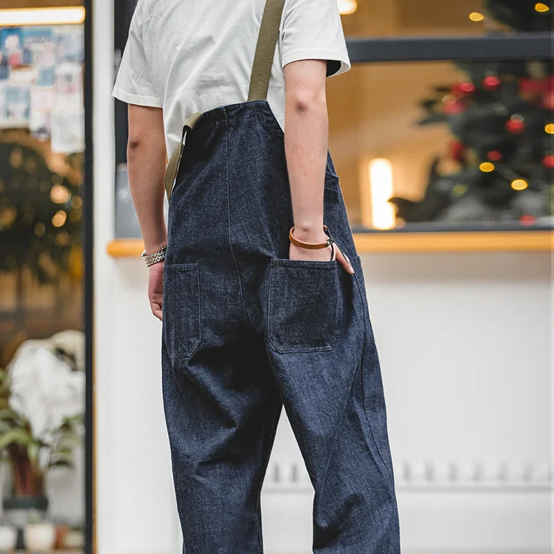 ខោ Maden Workwear ខោអាមេរិកាំង Vintage Deck Strap Pants និទាឃរដូវ និងរដូវស្លឹកឈើជ្រុះ Denim លាងត្រចៀកពណ៌ក្រហម ខោខូវប៊យជើងត្រង់ ម៉ូដបុរស