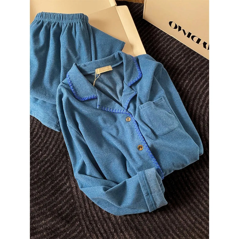 Women's Home Clothes Lapel Top Long Sleeve Pajama Set Nightwear for Woman Spring Autumn New Loungewear Comfort for Homewear