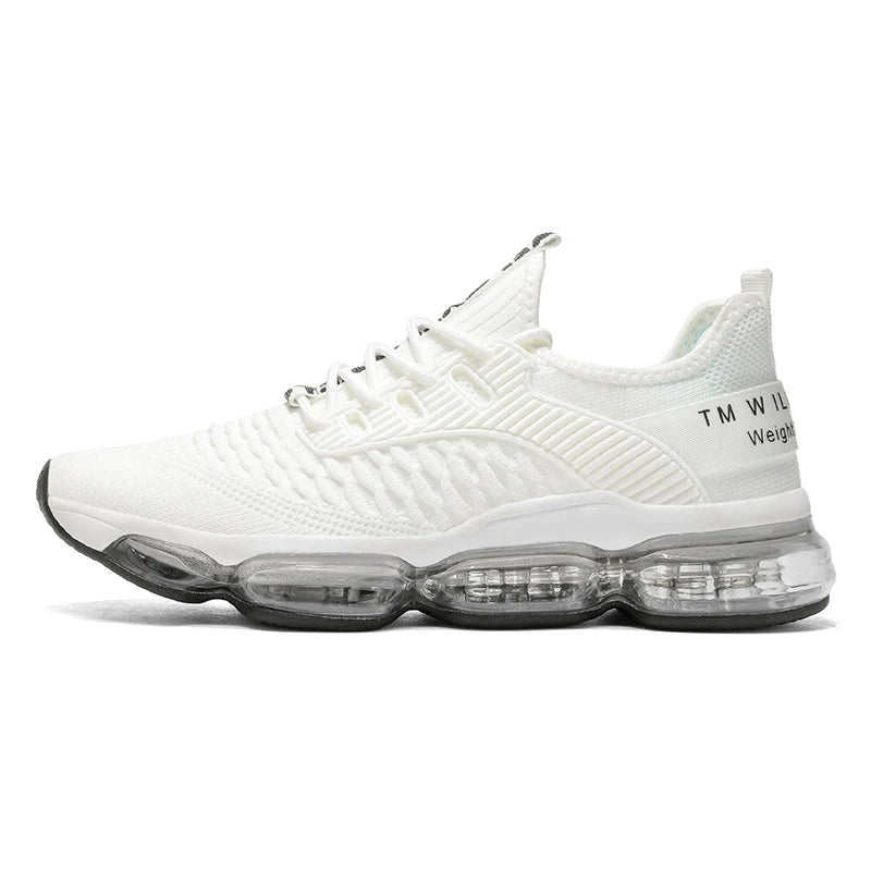 Men Sports Shoes Fashionable Lace Up Mesh Breathable Casual Running Shoes Comfortable Soft Sole Rebound Street Tennis Shoes
