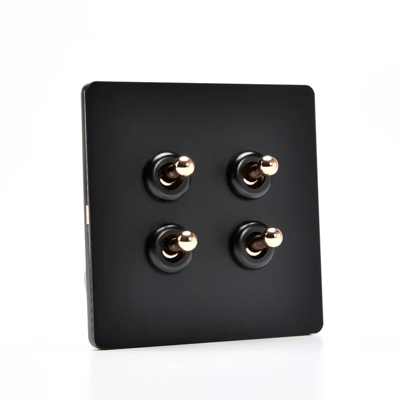 Depoguye High Quality Retro European Lamp Switch Socket, Stainless Steel Brass Toggle Switch Plate, Household Wall Lamp Switch